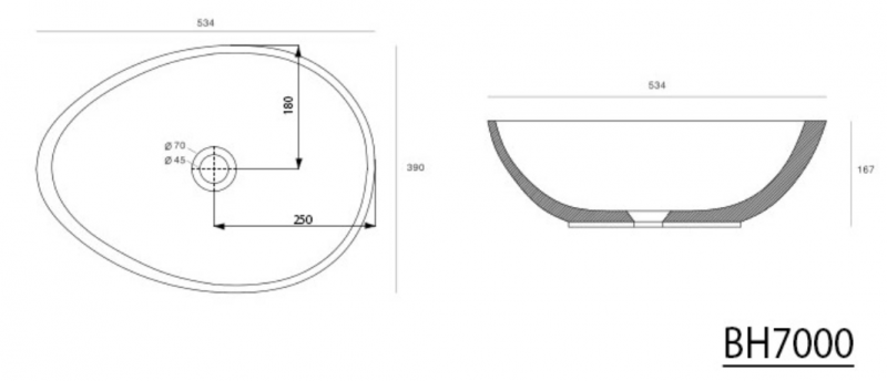 Sapho Punc umywalka betonowa stawiana na blat 53x39 biały piaskowiec BH7000