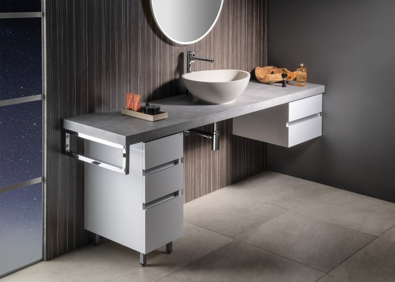 Sapho Punc umywalka betonowa stawiana na blat 53x39 biały piaskowiec BH7000