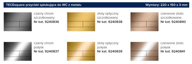 Tece Square przycisk spłukujący do stelaża WC złoty optyczny szczotkowany 9240847