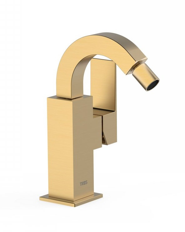 Tres Cuadro bateria bidetowa perlator złoty matowy 006.124.02.OM