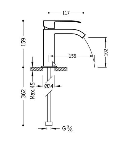 Tres Cuadro Exclusive bateria umywalkowa kaskada czarny matowy 006.101.01.NM