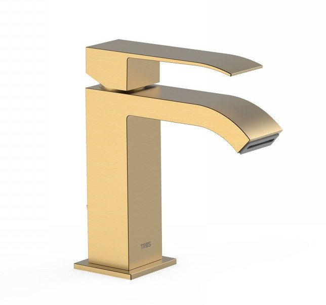 Tres Cuadro Exclusive bateria umywalkowa kaskada złoty matowy 006.101.01.OM