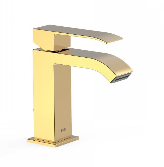 Tres Cuadro Exclusive bateria umywalkowa kaskada złoty polerowany 006.101.01.OR