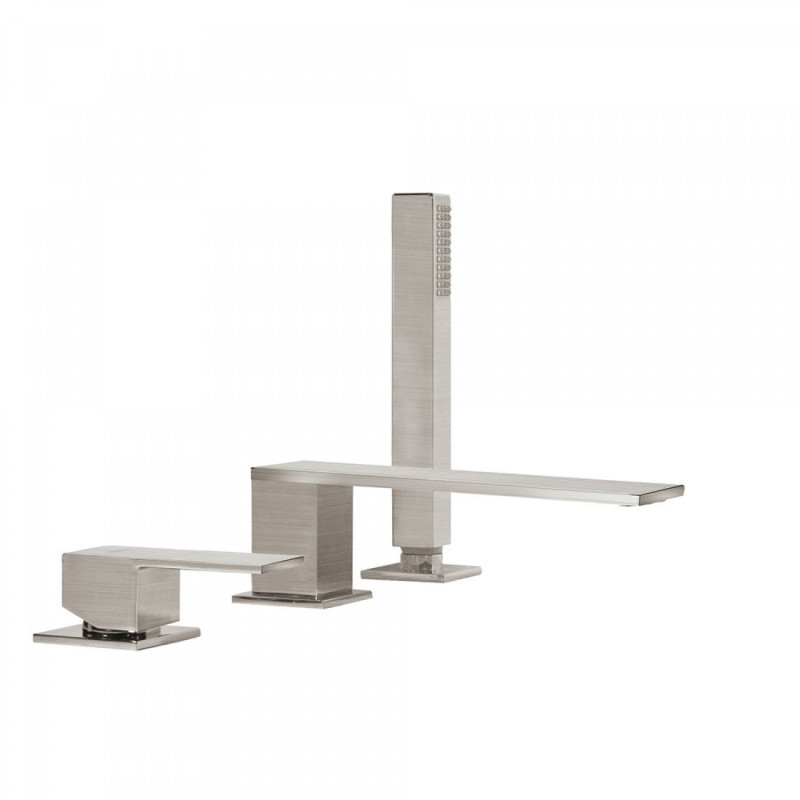 Tres Cuadro bateria wannowa 3-otworowa długość wylewki 18cm stal 006.161.05.AC