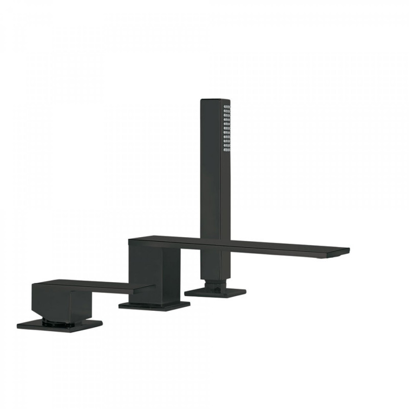 Tres Cuadro bateria wannowa 3-otworowa długość wylewki 18cm czarny matowy 006.161.05.NM