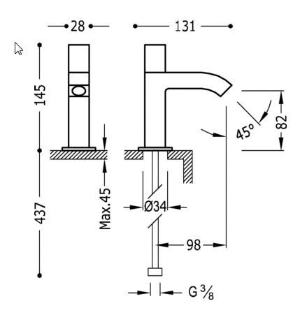Tres Cuadro Exclusive bateria umywalkowa do wody zimnej lub wstępnie zmieszanej czarny matowy 007.503.01.NM