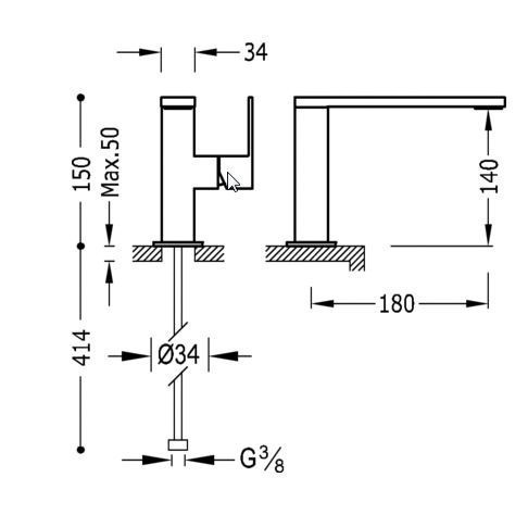 Tres Cuadro Exclusive bateria umywalkowa złoty matowy 006.205.01.OM