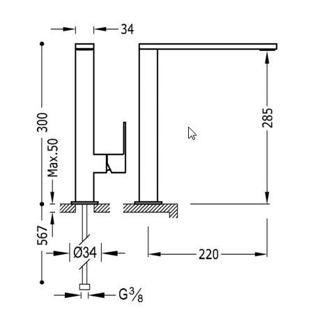 Tres Cuadro Exclusive bateria umywalkowa biały matowy 006.485.01.BM