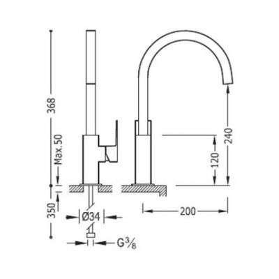 Tres Cuadro Exclusive bateria umywalkowa wysoka złoty polerowany 006.607.02.OR