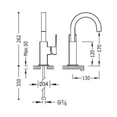 Tres Cuadro Exclusive bateria umywalkowa wysoka czarny matowy 006.606.02.NM