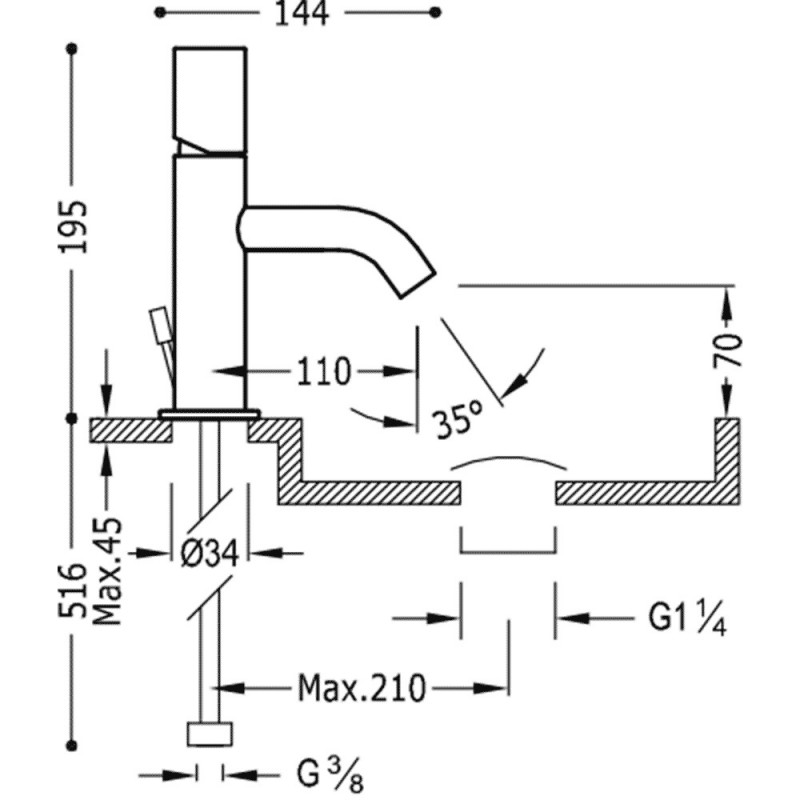 Tres Study Exclusive bateria umywalkowa z korkiem automatycznym chrom 261.903.01.D