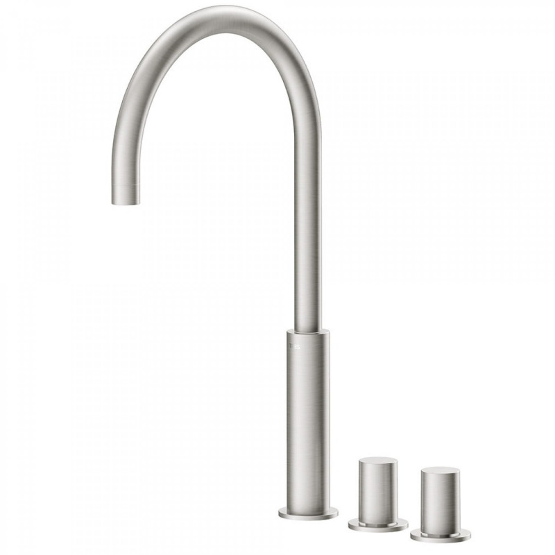 Tres Study Exclusive bateria umywalkowa dwuuchwytowa wysoka bez korka stal 061.105.02.AC