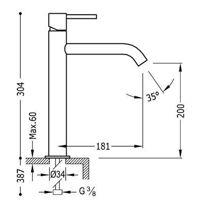 Tres Study Exclusive bateria umywalkowa średnio wysoka złoty polerowany 262.307.01.OR