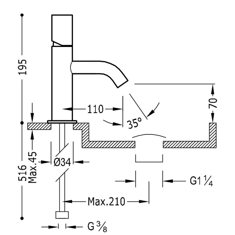 Tres Study Exclusive bateria umywalkowa czarny matowy 261.903.01.NM