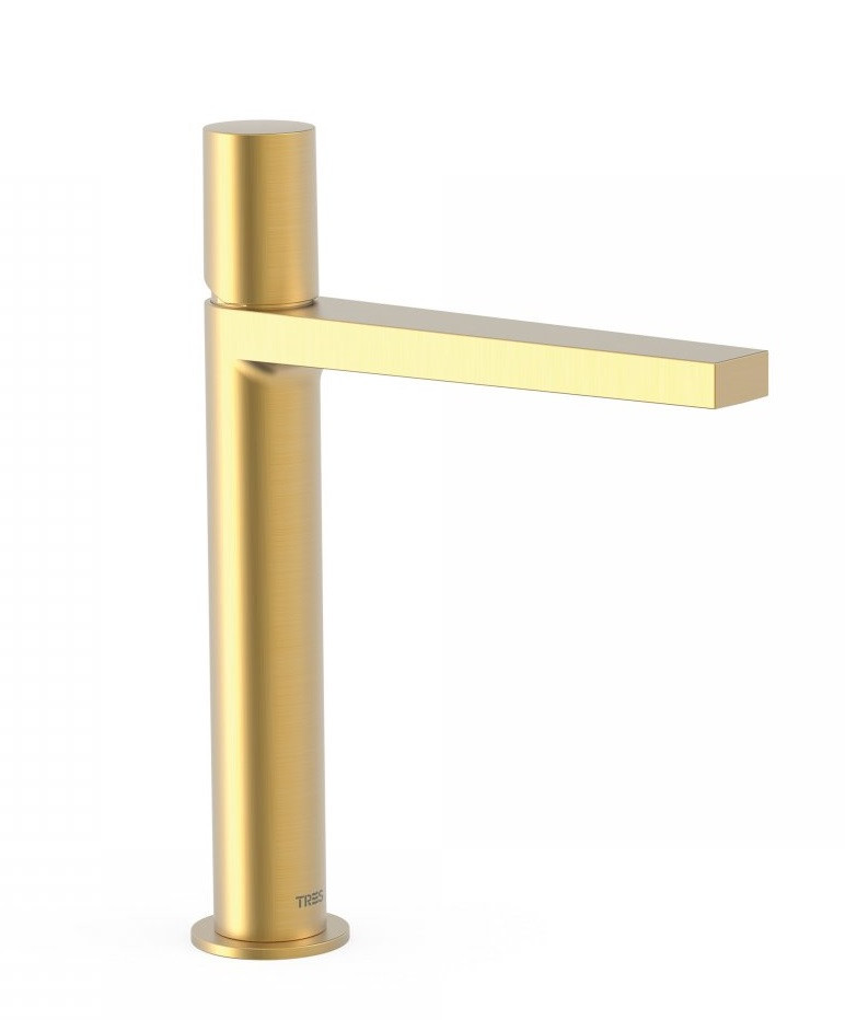 Tres Exclusive Project-Tres bateria umywalkowa wysoka złoty matowy 211.203.02.OM
