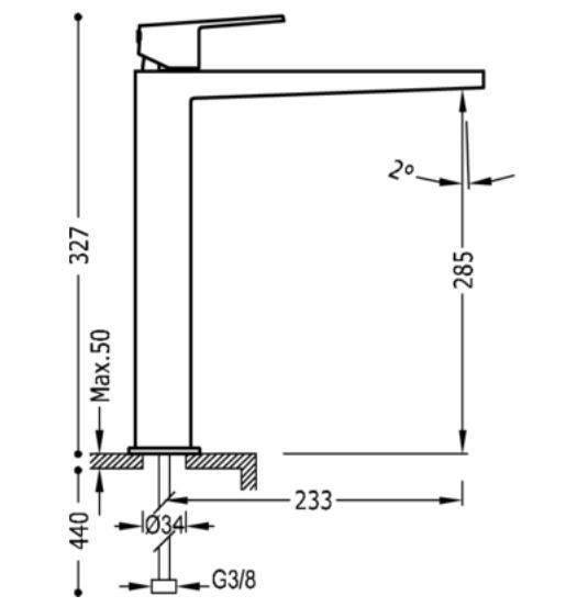 Tres Exclusive Project-Tres bateria umywalkowa wysoka XL  złoty polerowany 211.803.01.OR