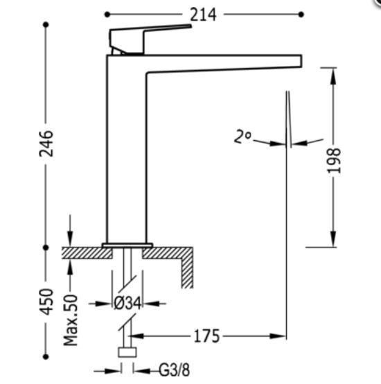 Tres Exclusive Project-Tres bateria umywalkowa wysoka złoty matowy 211.203.01.OM