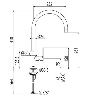 Tres Loft bateria kuchenna zlewozmywakowa stojąca czarny matowy 200.440.02.NM