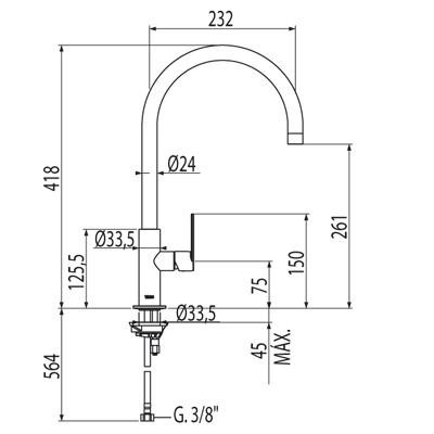 Tres Loft bateria kuchenna zlewozmywakowa stojąca stal 200.440.02.AC
