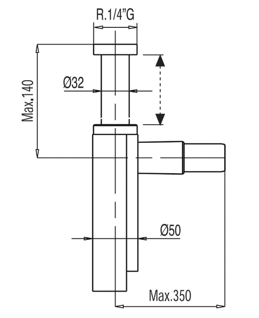 Tres syfon umywalkowy zewnętrzny złoty matowy 1.61.103.42.OM