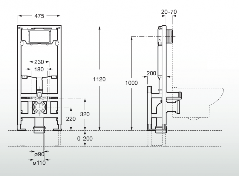 Roca Duplo One stelaż podtynkowy wolnostojący do WC A890077020