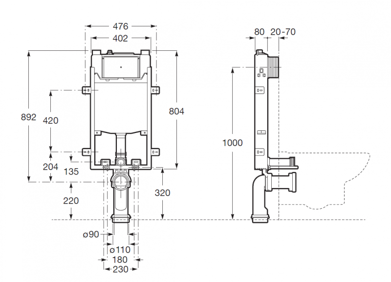 Roca Basic Tank One spłuczka podtynkowa do WC A890070120