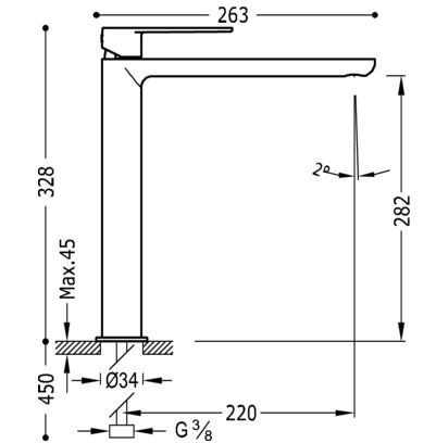 Tres Exclusive Loft-Colors bateria umywalkowa wysoka XL złoty matowy 200.203.05.OM