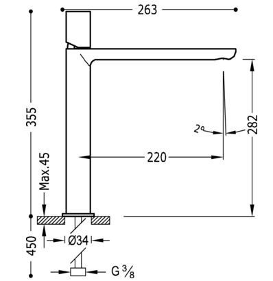 Tres Exclusive Loft-Colors bateria umywalkowa wysoka XL złoty polerowany 200.203.06.OR