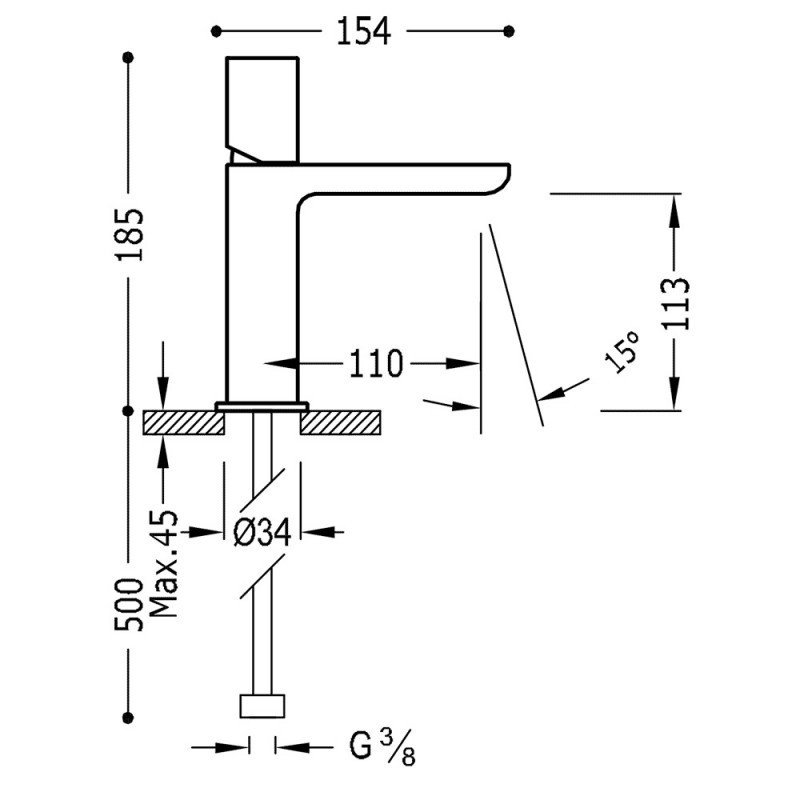 Tres Exclusive Loft-Colors bateria umywalkowa złoty polerowany 200.103.02.OR