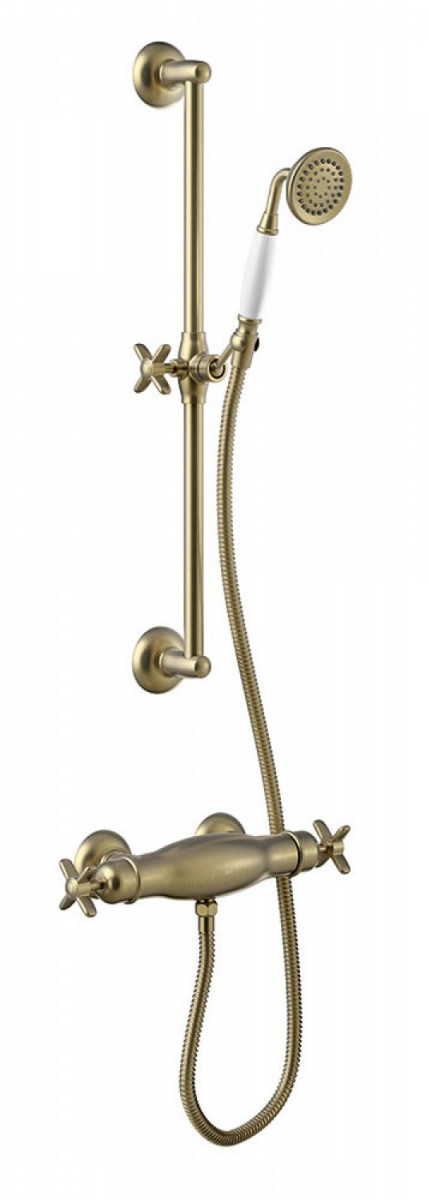 Tres Clasic zestaw natryskowy termostatyczny z drązkiem 0,6m stary mosiądz matowy 242.164.02.LM