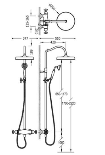 Tres Clasic zestaw natryskowy termostatyczny z deszczownicą stary mosiądz matowy 242.195.02.LM
