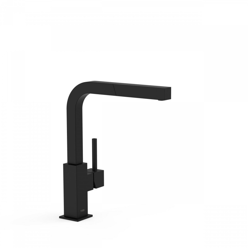 Tres Cuadro bateria kuchenna zlewozmywakowa stojąca z wyciąganą wylewką czarny mat 006.437.NM