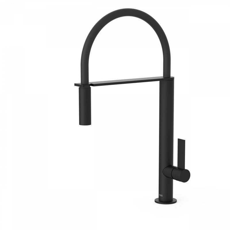 Tres COLORS bateria kuchenna zlewozmywakowa stojąca z wyciąganą wylewką czarny matowy 205.487.02.NM