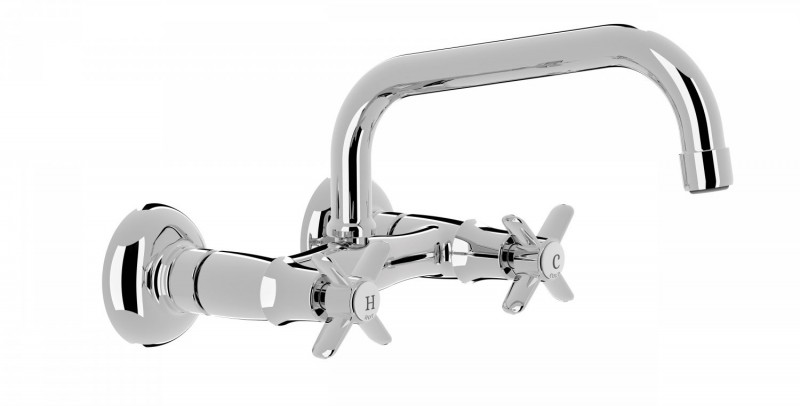 Tres Clasic bateria kuchenna zlewozmywakowa natynkowa retro chrom 242.215.01