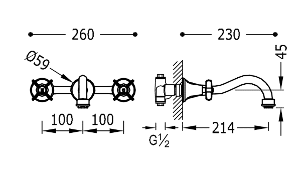 Tres Clasic bateria kuchenna podtynkowa retro stal 242.151.01.AC