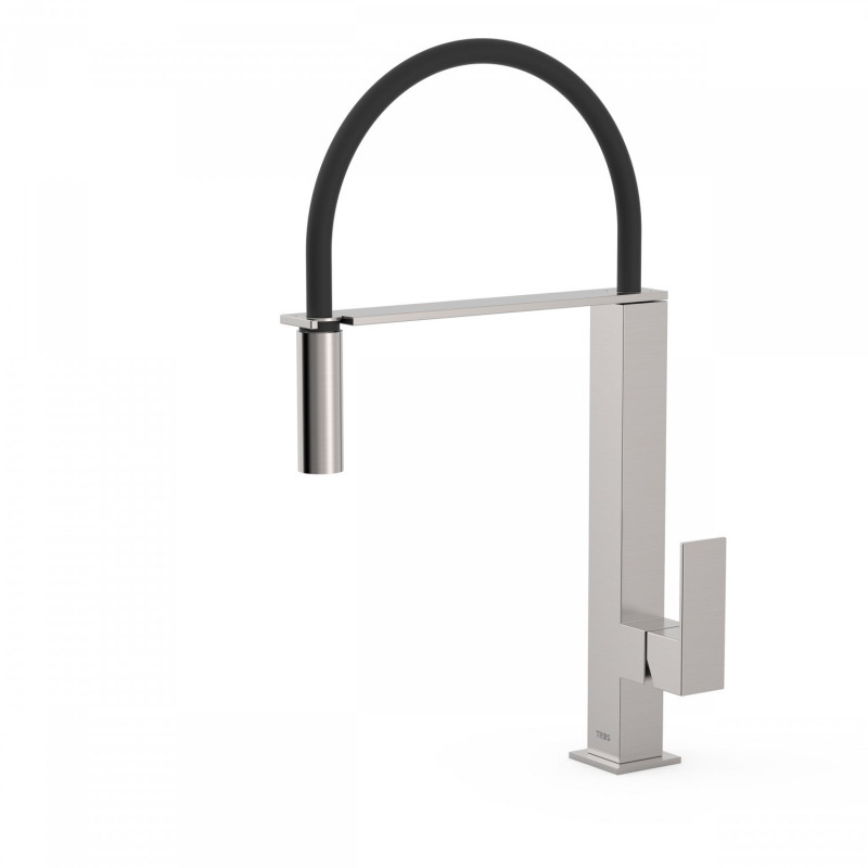 Tres CUADRO-TRES bateria kuchenna zlewozmywakowa z wyciąganą wylewką stal 006.487.01.AC