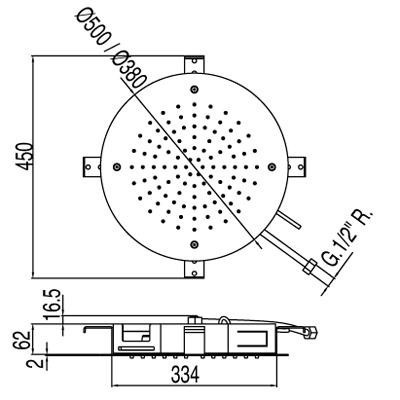 Tres deszczownica okrągła śr.50cm do mocowania sufitowego biały matowy 1.34.950.BM