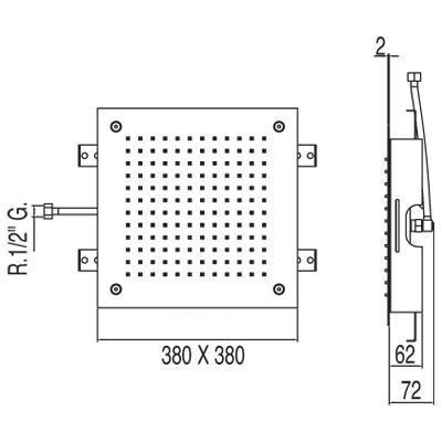 Tres deszczownica kwadratowa 38x38 do mocowania sufitowego złoty matowy 1.34.944.OM
