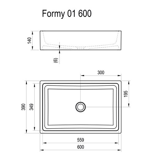 Ravak Formy 01 umywalka stawiana na blat 60x39 cm XJL01260000
