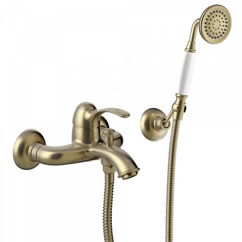 Tres Clasic bateria wannowa retro z zestawem natryskowym stary mosiądz 242.170.01.LV