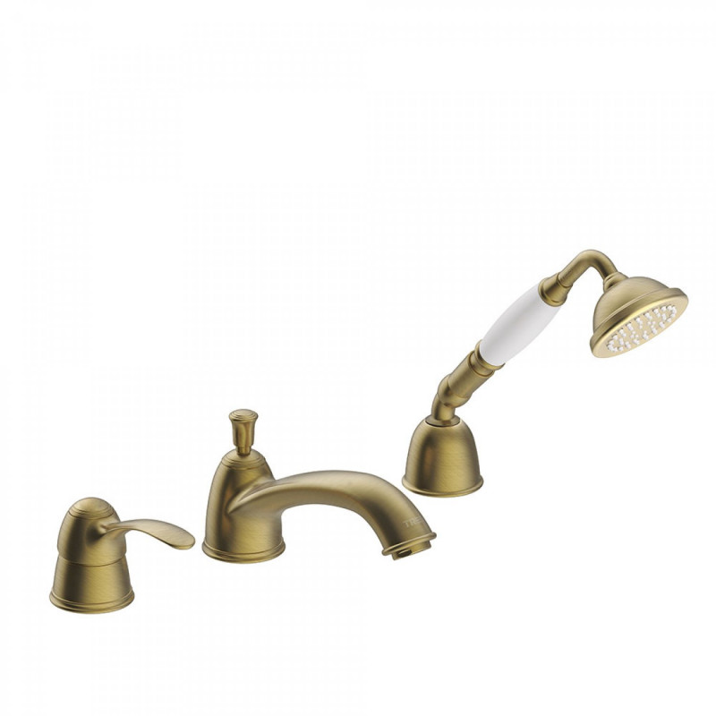 Tres Clasic bateria wannowa retro 3-otworowa stary mosiądz matowy 242.145.01.LM