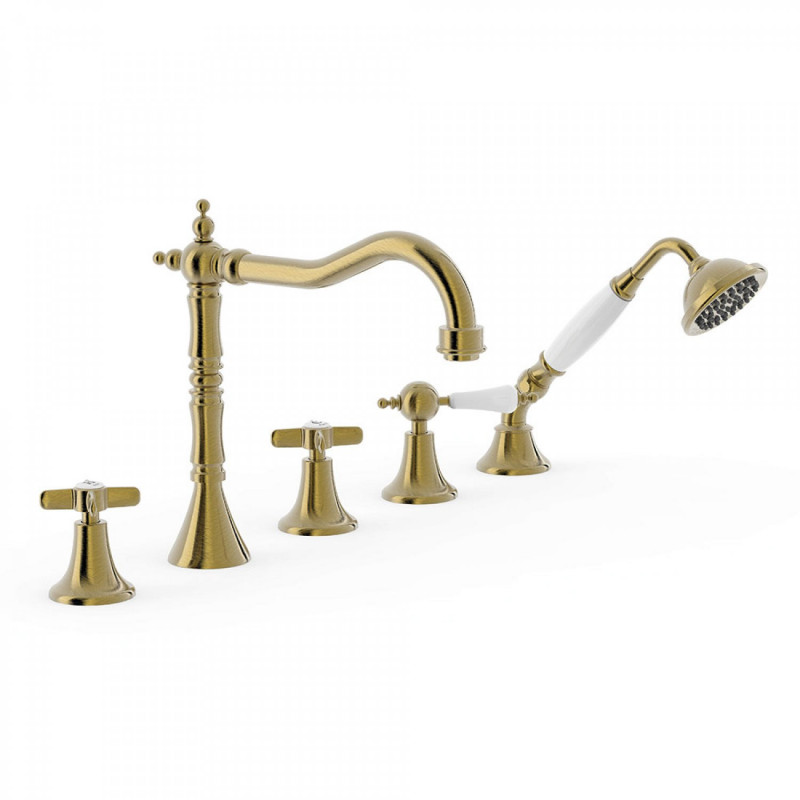 Tres Clasic bateria wannowa czterootworowa stary mosiądz 242.146.01.LV