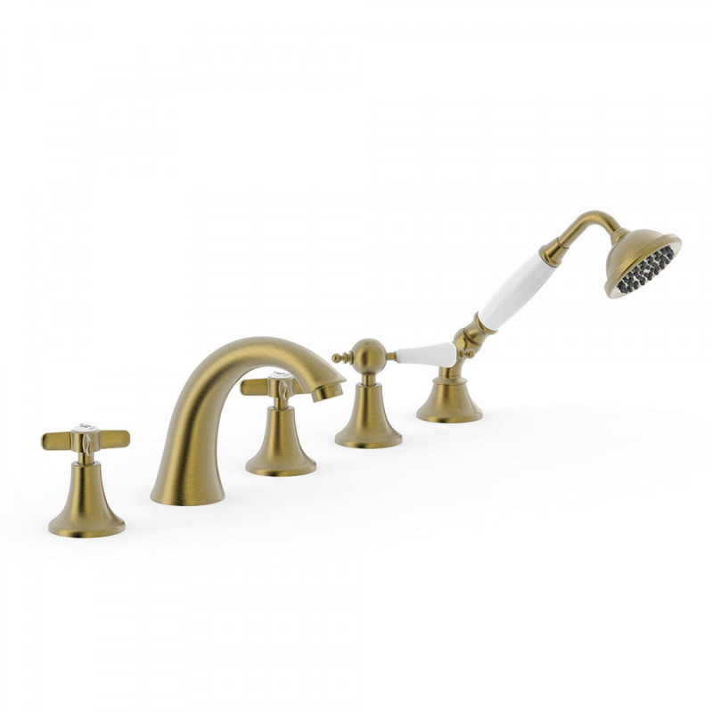 Tres Clasic bateria wannowa czterootworowa stary mosiądz matowy 242.146.02.LM