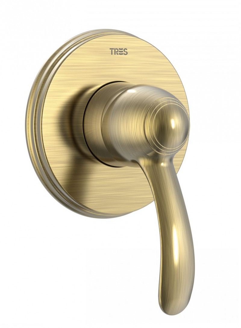 Tres Clasic bateria prysznicowa podtynkowa 1-drożna stary mosiądz 242.177.01.LV