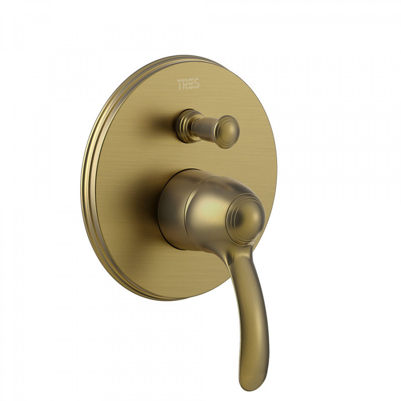 Tres Clasic bateria wannowo-prysznicowa podtynkowa 2-drożna stary mosiądz matowy 242.180.01.LM