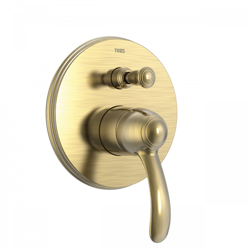 Tres Clasic bateria wannowo-prysznicowa podtynkowa 2-drożna stary mosiądz 242.180.01.LV