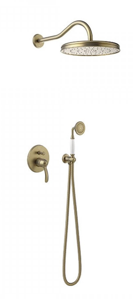 Tres Clasic zestaw prysznicowy podtynkowy z deszczownicą stary mosiądz matowy 242.180.03.LM