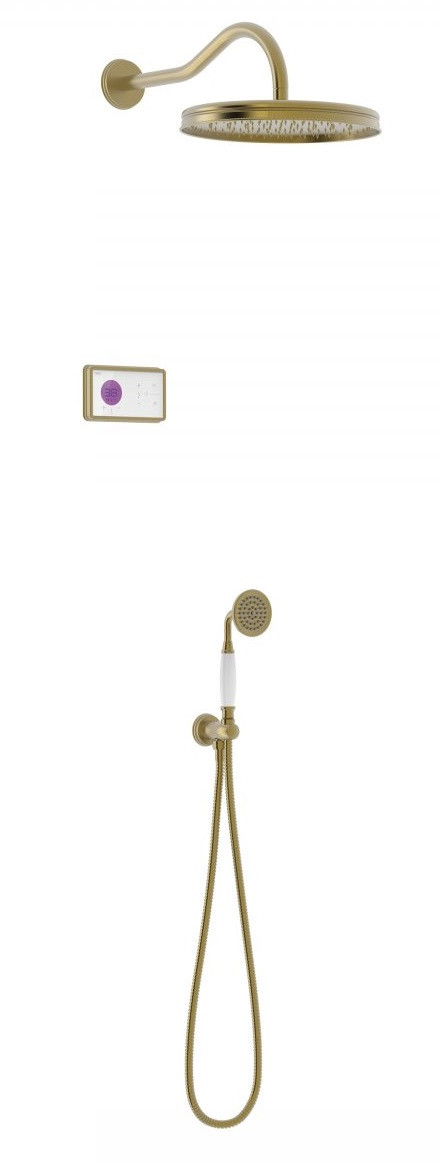 Tres Clasic SHOWER TECHNOLOGY zestaw prysznicowy termostatyczny z baterią podtynkową z deszczownicą stary mosiądz matowy 092.262.01.LM