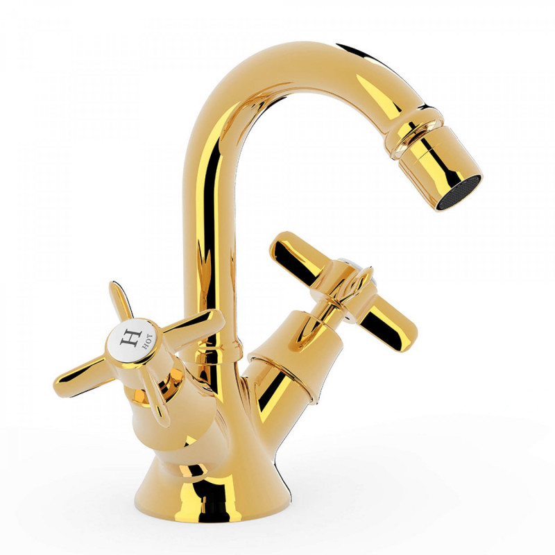 Tres Clasic bateria bidetowa retro złoty polerowany 242.122.01.OR