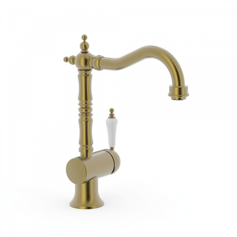 Tres Clasic bateria umywalkowa retro wysoka stary mosiądz matowy 242.108.01.LM